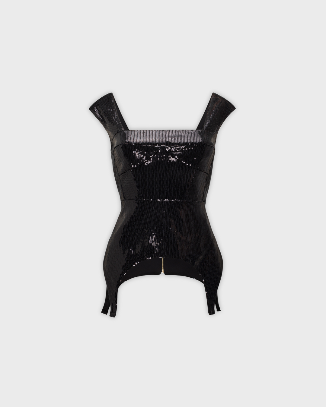 Black Sequined Corset with Sculpted Hem